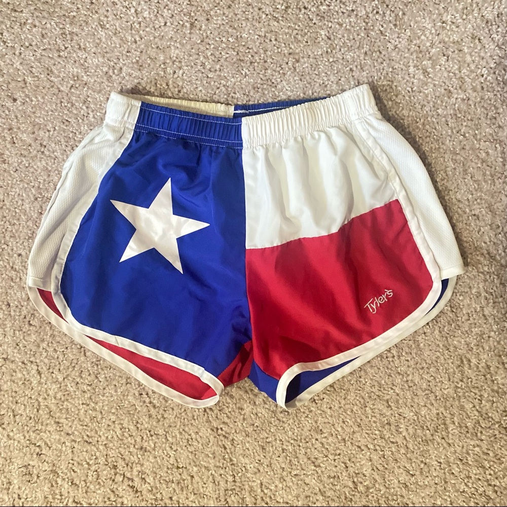 Tyler’s Texas flag shorts